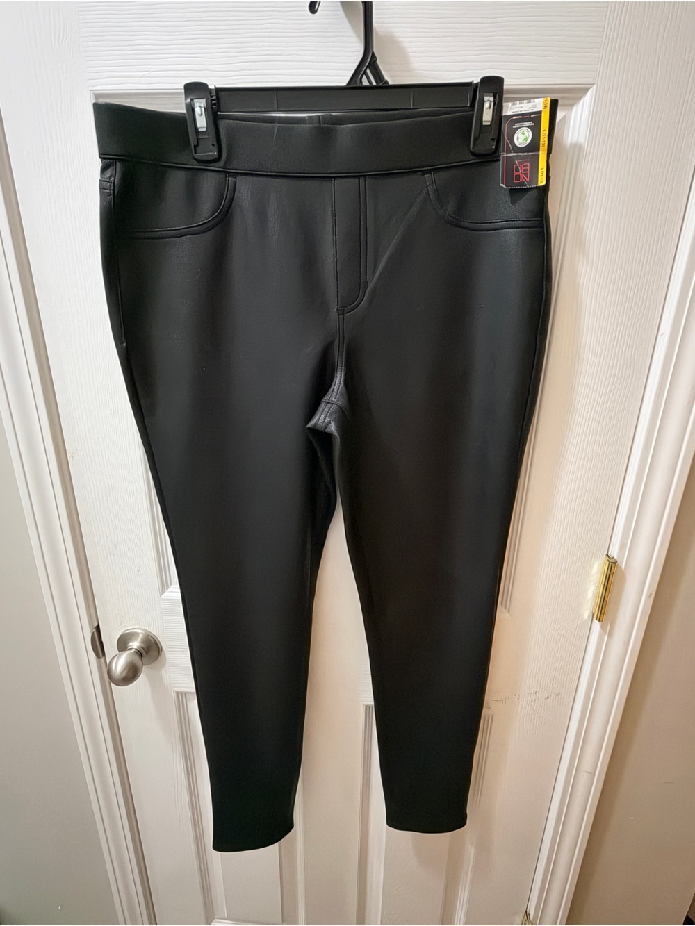 No Boundaries Black Faux-Leather Ponte Leggings
